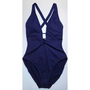 Lauren Ralph Lauren One Piece -Swimsuit Navy Blue V-Neck Size 4 NWT
